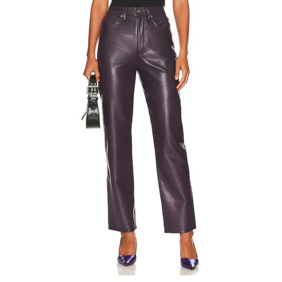 AGOLDE 90s Leather Blend High Rise Straight Leg Pants Size 31 - NWT